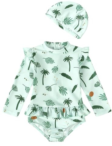 Genérico Bañador Niña Traje De Baño para Niños con Protección UV Linda Ropa Solar Traje Una Pieza UPF 50+ Manga Larga A Meses Capucha Pequeños