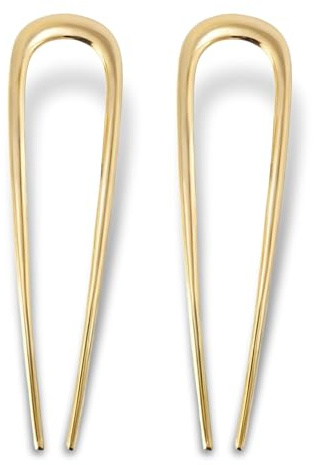 2Pcs Gold French Hair Pin French Pin Twist Hair Pin Women Fine Thick Hair | French Pins Hair Fork French clip Chignon Hair Pins Bun Clips U Shaped Hairpin For Women Hair Updo styling