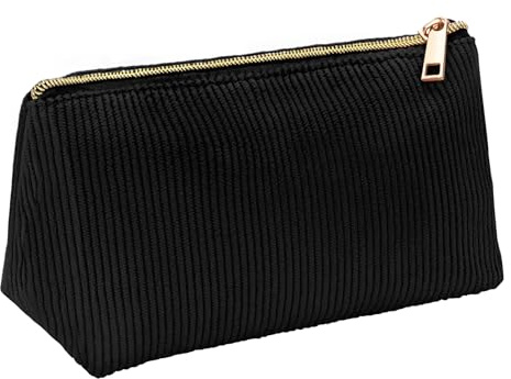 JEFURE Astuccio in Tessuto Cord, Astuccio Grande, Portapenne Astuccio, Portacolori, Astucci con Chiusura Lampo, Borsellino Scuola, Astucci Monocromo per Le Medie, Università, Ufficio(Nero)