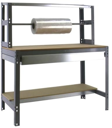 PRORGEAL Packtisch Buffalo mit Schubfach | HxBxT 84x90x76cm | Traglast 400kg | Grau | Werktisch Arbeitstisch Werktisch