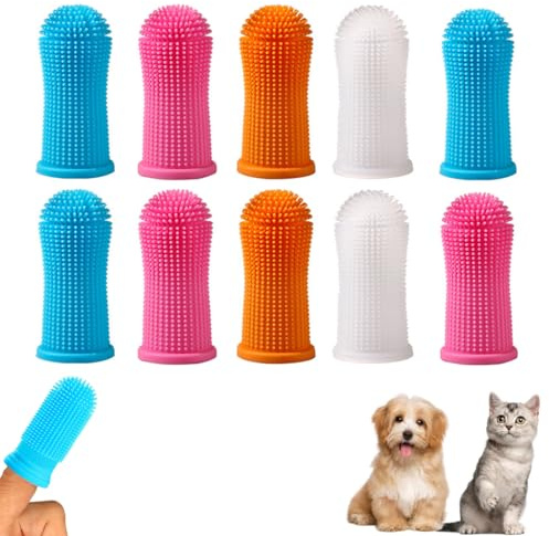 JRYXDS Lot De 10 Brosse À Dent Chien 360° Brosses À Doigts Pour Chien Et Chat En Silicone Souple Pour Animaux De Compagnie Nettoyage Multicolore