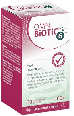 OMNi BiOTiC 6 | Your Daily Go-to for a Good Gut Feeling | 30 portions (60 g) | Suitable for Every Day Use | Probiotic Powder | with Inulin | Vegan | Gluten-Free | Halal | for Daily use