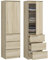 KUBUTKU Mehrzweckschrank mit 3 Schubladen 3 Fächern und Türen Haushaltsschrank Kleiderschrank Büroschrank 180,5x50x40 cm (Sonoma)