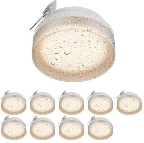 ledscom.de 10x Deckeneinbauleuchte IPLY für außen, IP44, Stahl, weiß matt, rund, 100mm Ø, 1x GX53 max. 15W