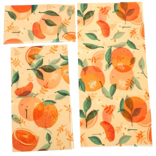 Warmhm Torchons Alimentaires Réutilisables pour Conservation Alimentaire en Coton et Cire d'abeille Isolation de L'air, Pack de 3 Feuilles Multicolores Multicolores
