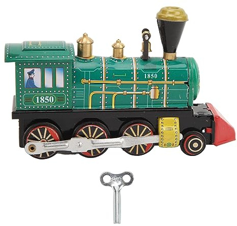 Qudinip Juguete de Tren a Cuerda, Hojalata de Metal Hecho a Mano, Locomotora Vintage, Juguetes para Colección, Regalo, Fiesta, Cumpleaños, Navidad, Halloween
