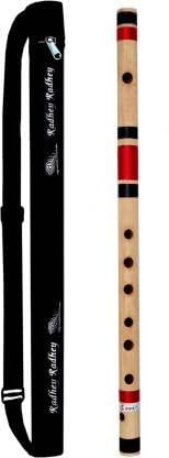 SNAPNCLAP Professional Flutes C Sharp Medium Right Hand Bansuri - 7 Holes Natural Bamboo Flute (47 cm / 18.5 inches) with Carry Cover - Handcrafted Indian Flute for Musicians,Rich Sound