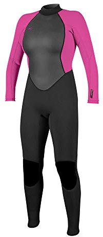 O'Neill Wetsuits Women's Reactor Ii 3/2mm Back Zip Full Wetsuit, Black/Berry, 16 UK