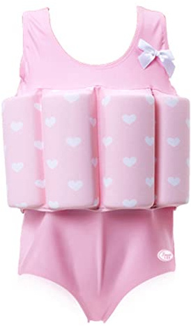 Lemandii One-Piece Children Buoyancy Swimsuit Swim Vest Detachable Float Swimwear, Perfect for Kids or Baby Learn to Swimming (Pink, S)