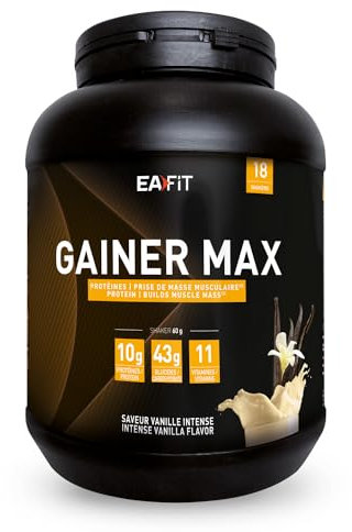 EAFIT-GAINER MAX - Prise de masse Gaine musculaire-Boisson hyperglucidique-Vanille Intense-Un apport de glucide,de vitamines pour le sport pour la prise de poids-Shaker proteine pour la musculation