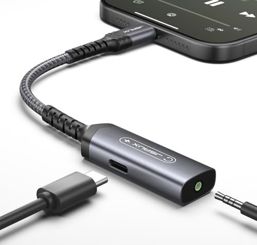 JSAUX USB C Kopfhörer Adapter und Laden, 2 in 1 Klinke Adapter 60W Schnellladung Typ C AUX 3.5mm Klinke Audio für iPhone 16 Pro/16 Pro Max/16/16 Plus/15 Pro Max, Samsung S24/S23/S22/S21/S20,iPad Pro