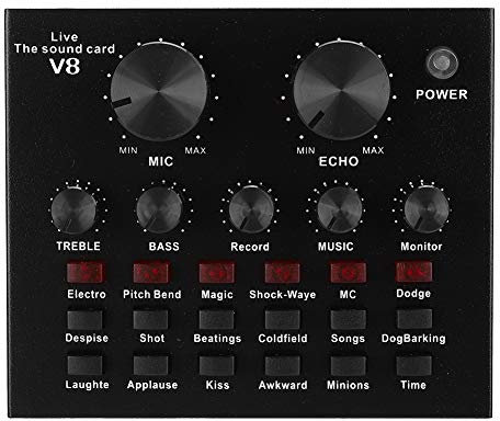 Dpofirs Scheda Audio Esterna Professionale per Live Streaming, Adattatore Audio per Smartphone e Computer, Scheda Audio USB con 18 Tipi di Effetti sonori