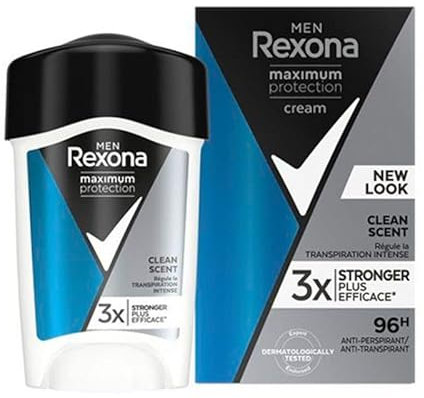 Rexona Men - 6 deodorante crema da uomo, massima protezione, anti-perspirito, pulito, 45 ml