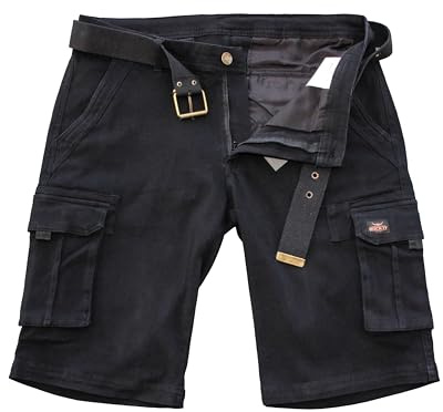 ROCK-IT Apparel Pantalones Cortos de Carga para Hombres con cinturón Bermuda Vintage con 6 Bolsillos para Cerrar Pantalones Cortos de Verano para Hombres - Tallas S-5XL - Muchos Colores
