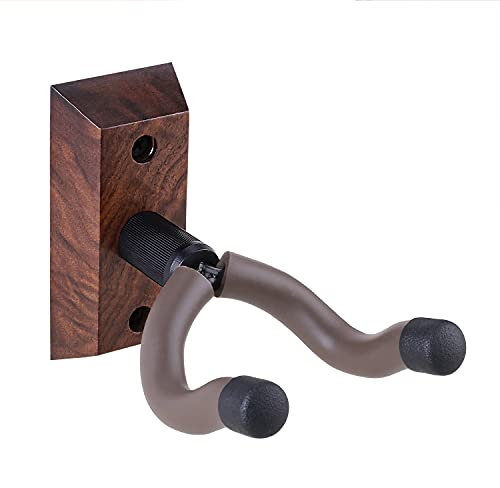 KingPoint Gitarren-Wandhalterung, Gitarren-Aufhänger aus schwarzem Walnuss-Gitarrenhaken für akustische E-Bass-Gitarre, Wandaufhänger, Hakenhalter (Schwarze Nussbaum Aufhänger)