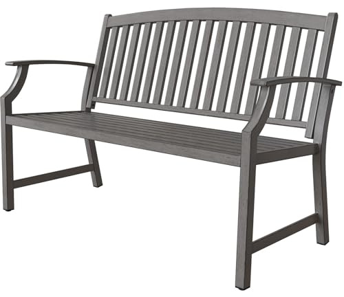 Grand patio Outdoor Bench, Garden Bench with Anti-Rust Aluminum Steel Metal Frame, Choice of Colours, Suitable for Indoor, Outdoor, Patio, Park (Gray)