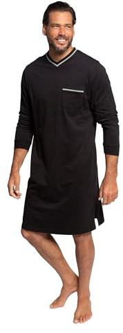 JP 1880 721331 Chemise de Nuit pour Homme, Grandes Tailles, Grandes Tailles, Tailles L-8XL, vêtement d'intérieur, uni, Manches Longues, jusqu'à la Taille 8XL, Noir, 5XL