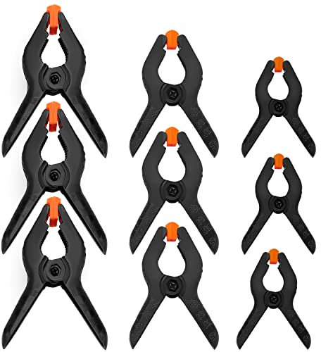 YIXISI 9 Pezzi 2 Pollici 3 Pollici 4 Pollici Morsetti a Molla in Nylon, Morsetti in Mussola di Plastica, Morsetti a Molla in Plastica, per Progetti Fai-da-te, Studi Fotografici, Sfondo Fotografico