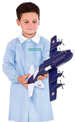Grembiule asilo bimbo bimba personalizzato nome grembiulino quadretti azzurro grembiule scuola materna bambina grembiule asilo nido Made in Italy (Azzurro personalizzato, 3 anni)