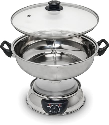 Remo – Elektrisk fondue-gryta – 2 fack – 4,5 liter – Ø 30 cm – elektrisk varmkruka – 2 separata fack