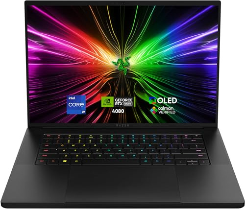 Razer Blade 16 (2024) - 16 Pouces Ordinateur Portable Gaming - Nvidia Geforce RTX4080 - Intel i9 14900HX - 16 Ecran OLED QHD+ 240Hz (32GB RAM, 1TB SSD) Clavier Azerty | Châssis Mercury