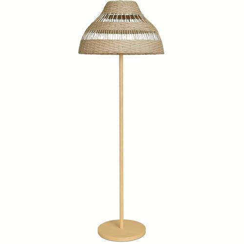 Lampada da terra senza fili piede in metallo LED bianco e multicolore dimmerabile ELION in rattan H168cm con telecomando