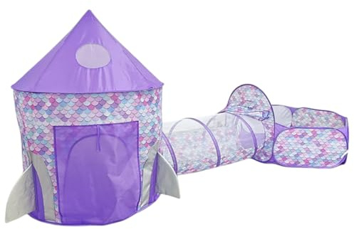 Benebomo spielzelt mit Tunnel,krabbeltunnel Baby,3-in-1 Kinder Spielzelt und Tunnel,Lila Kinderzelt mit Bällebad,Für Jungen und Mädchen
