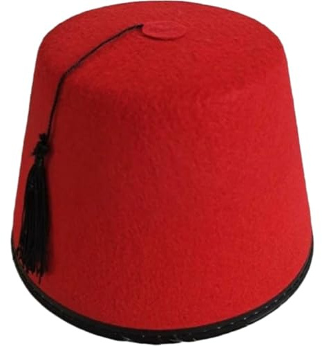 Traditionell röd Fez hatt med svart tofs marockansk hatt mössa hatt ottoman turkisk hatt utklädningshattar