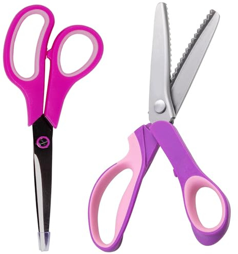 Pinking Shears for Fabric Cutting, Zig Zag Lace Scissors for Wig Sewing Dog-Tooth Serrated Miter Shears (CR009 Fabric lace Scissors)