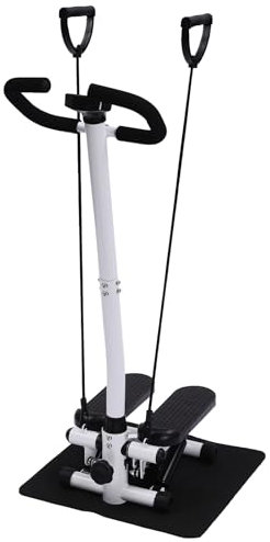 Mini Stepper Up Down Swing Stepper con bandas de resistencia, altura de entrenamiento ajustable, para fitness, escaleras con pantalla, máquina de ejercicio con manillar para casa o oficina