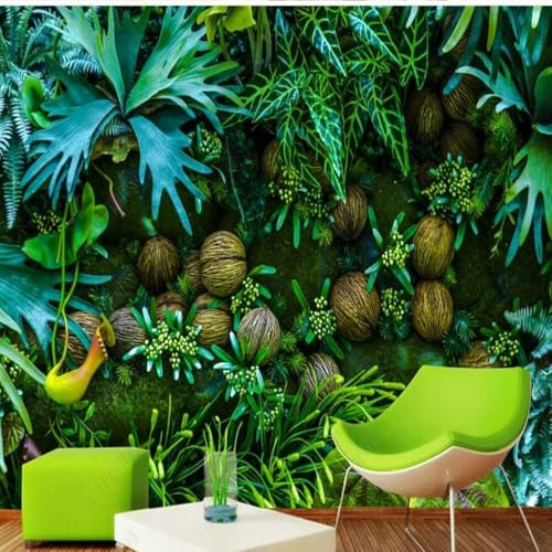 XLMING Fresh and Beautiful Tropical Forest Pitcher Plants and Fruits 3D Wallpaper Premium Textured Silk Study Dining Living Room Bedroom Sofa TV Wall Easy Install-150cm×105cm