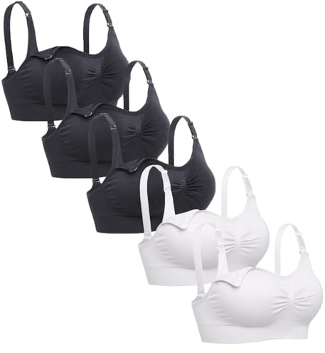 Lataly - Sujetador de Lactancia para Mujer sin Aros, Sujetador para Dormir, Pack de 5, Large