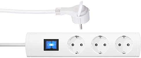 Kopp UNOversal® Plus 3-Fach Steckdosenleiste 1,4m mit Schalter I Flacher Winkelstecker + Großer Dosen-Abstand + Anschraubbar + Berührungsschutz I Mehrfachsteckdose weiß – 233302018
