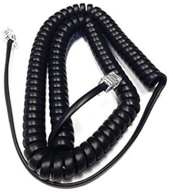 The VoIP Lounge 12 Foot Black Handset Receiver Curly Cord for Grandstream IP Phone