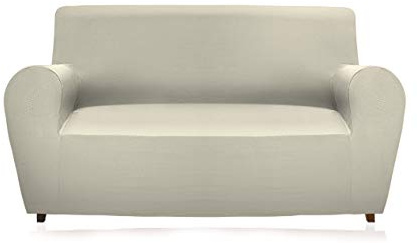 GEMITEX - Funda para sofá de 2 plazas, de Tejido Liso y elástico, poliéster, Color Crema, Respaldo de hasta 180 cm