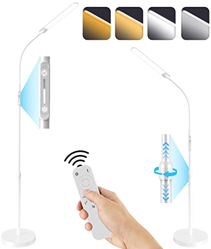 NXONE Led Floor Lamp,Modern Reading Adjustable Standing Height 4 Colors and Stepless Brightness Work Lamp for Living Room Bedroom Reading, White