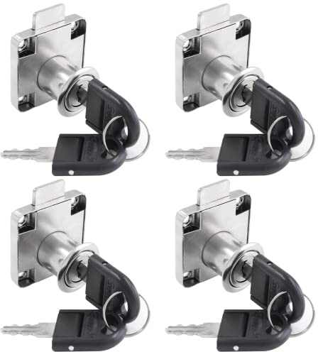 BokWin 4 st skåp lådor lås brevlåda lås skrivbord lås dörr lås skrivbord garderob skåp skåp zinklegering kontor skrivbord låda lås möbler hårdvarulås med 8 nycklar (håldiameter 19 mm)