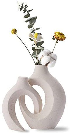 Kingbar Vase Ceramique, Vase Design, Vase à Fleurs Blanc, Décoration Vase De Table Moderne, Couple Amoureux en Céramique pour Maison, Fête, Centre De Table De Mariage