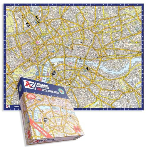 Great Britain A-Z Map of London 1000 Piece Jigsaw Puzzle – Exclusive Street Map – Includes Guide Print & City Index – Nostalgic Gift Mapping Fun for Adults