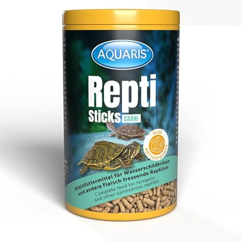 Aquaris Repti Sticks Carni – Mangime Proteico con Gamberetti per Tartarughe d’Acqua – 300 g / 1 L