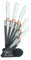 Royalford 5 Piece Kitchen Knife Rose Gold Coating with Knife Holder, Multifunctional - White