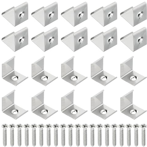 PATIKIL Clips de Montaje para Tira LED 50 Unidades de Soportes de Montaje de Abrazaderas de Sujeción de Acero Inoxidable para Canal de Aluminio En Forma de V de 16mmx16mm