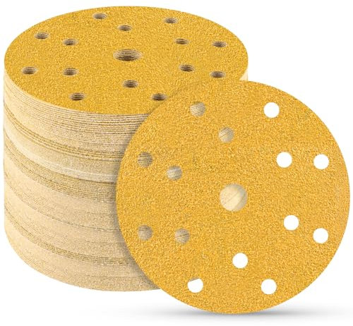 STEBRUAM 40 Stück Schleifscheiben 150mm klett 40 körnung 15 Loch Schleifpapier Set für Rund Exzenterschleifer für Holz Metall und Farbe