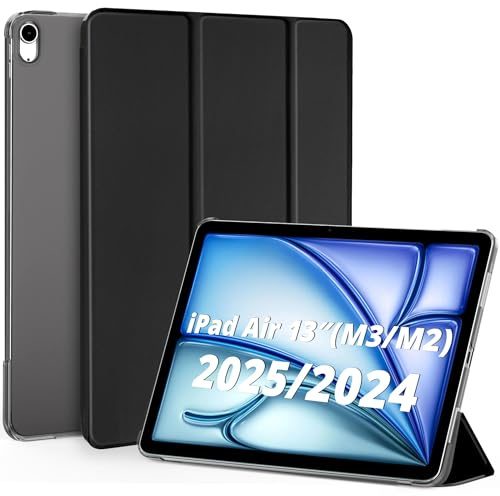 EasyAcc Hülle für iPad Air 13 Zoll M3 2025 / M2 2024, Ultra Dünn Leicht Transluzent Frosted Rück - Schwarz