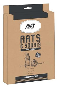 FURY - Plaquette Rats & Souris - Pièges Englués - Efficace 3 à 6 Semaines - Résistant à l'Humidité - Prêt à l'emploi - Fabrication Française