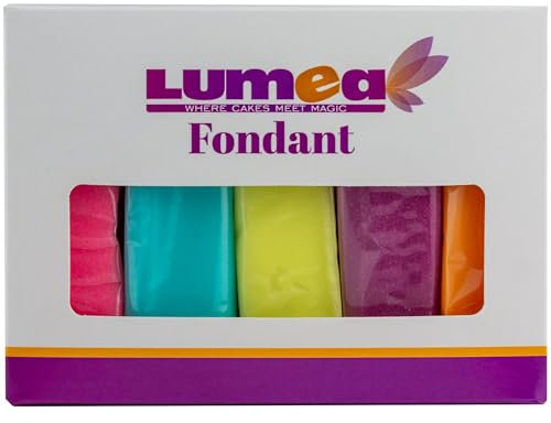 Dekozauber24 Fondant Multipack NEON, 5 Farben, 100g Rollfondant pro Farbe, zum Dekorieren von Kuchen und Torten in den Neonfarben pink, türkis, gelb, lila und orange