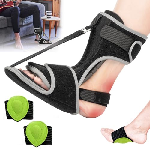 Chingcoo Plantar fasciit nattskena med 2 mellanfotsbandage, hälsporre bandage, plantar fasciit bandage, fotvalvsbandage, fotbandage, fotbandage, mittfotfotstöd nattskenor för att lindra fotsmärta