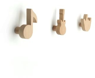 anaan Noti Kids Coat Hooks Wood Set of 3 Nursery Wall Hooks