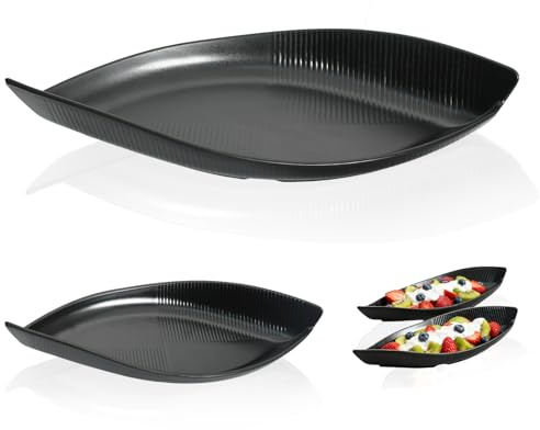 Vassoio In Melamina Nera - Set Di 2, Vassoio Bagno Portaoggetti, 28,7 Cm e 35 Cm, Lavabili In Lavastoviglie, da -30 °C a 120 °C, per Servire e Conservare in Modo Decorativo per Matrimoni e Feste