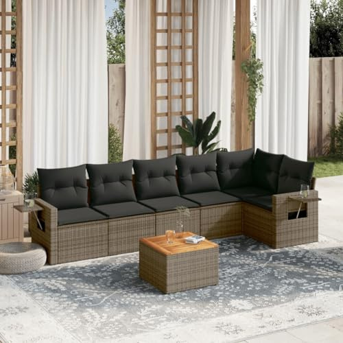 QZZCED Set di divani da giardino con tavolino pieghevole in rattan PE resistente e cuscini lavabili per terrazza o patio, mobili da esterno modulari e durevoli